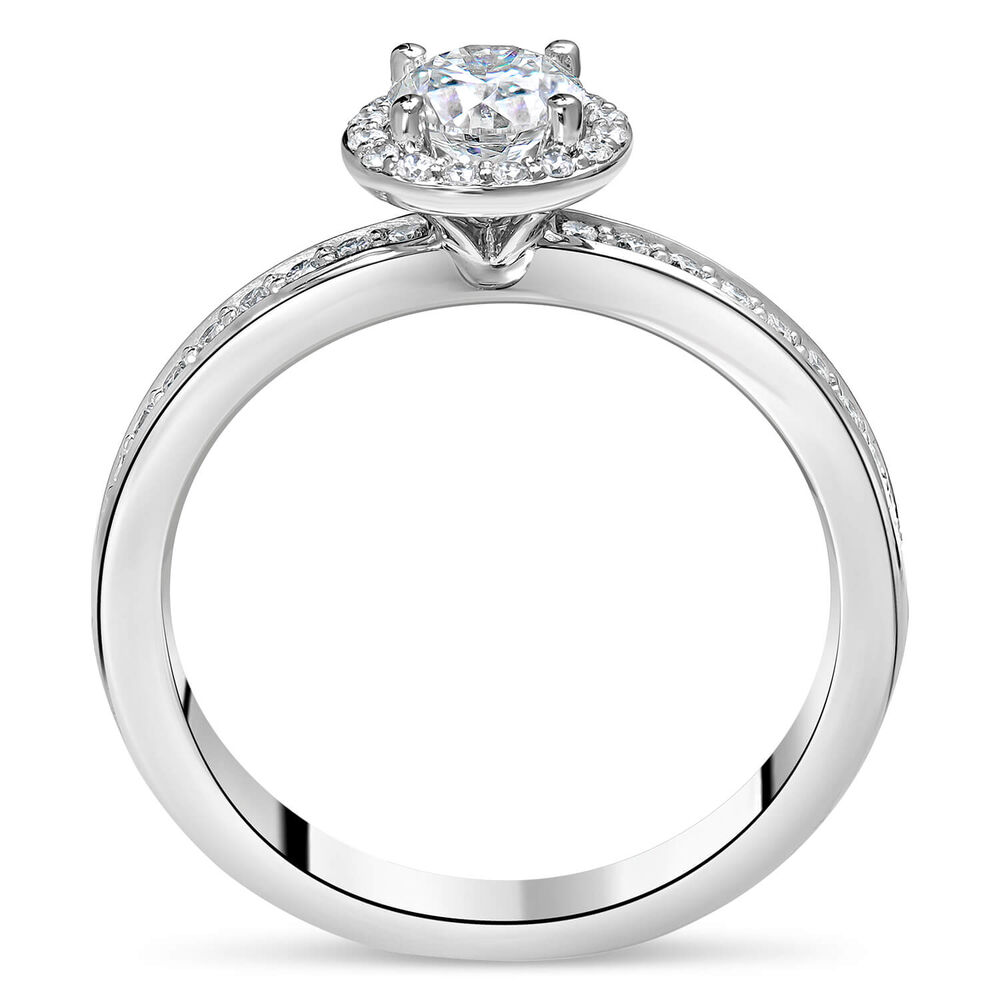 Northern Star 18ct White Gold 0.75ct Diamond Round Halo & Shoulders Ring image number 2