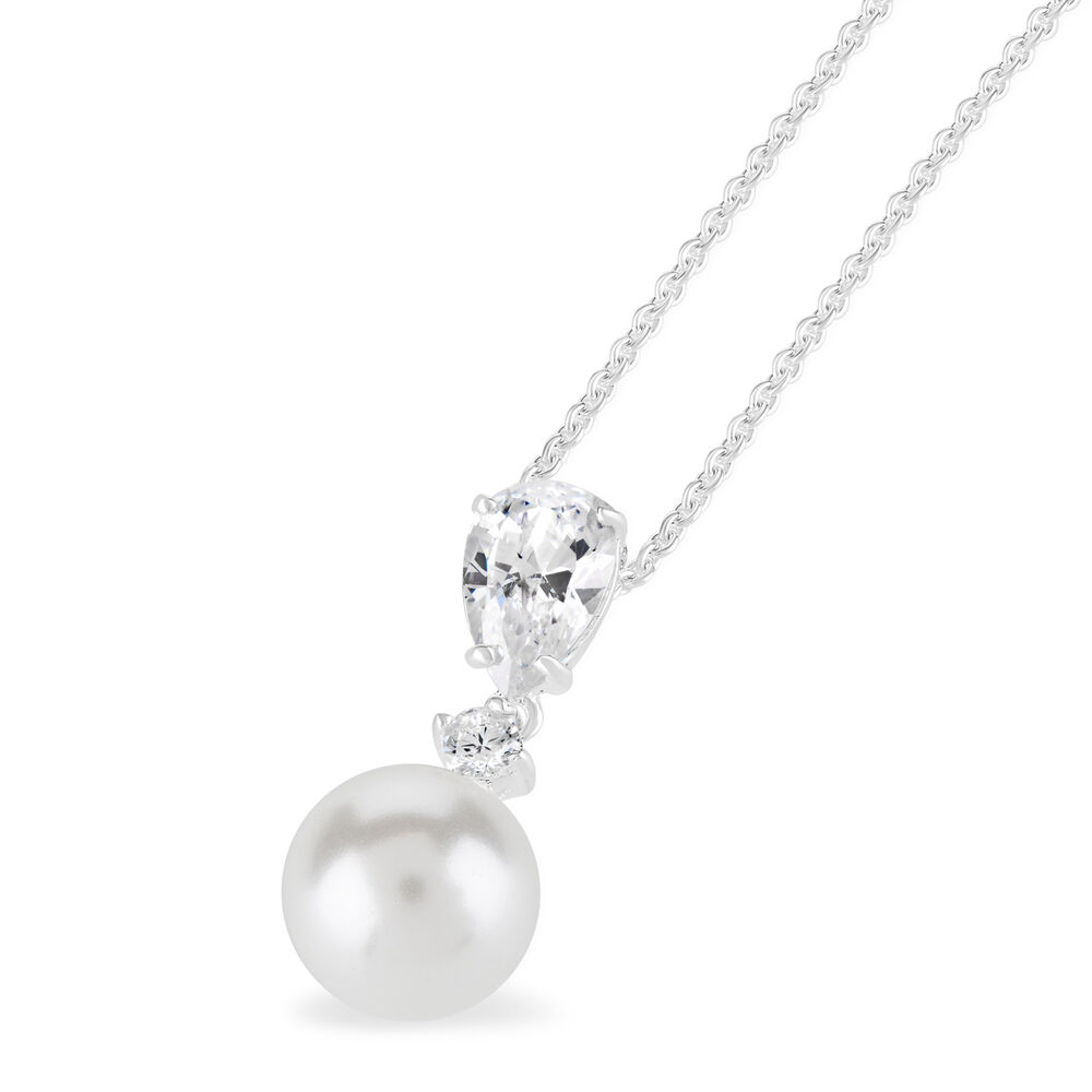 Sterling Silver and Pearl Pendant (Chain Included) image number 1