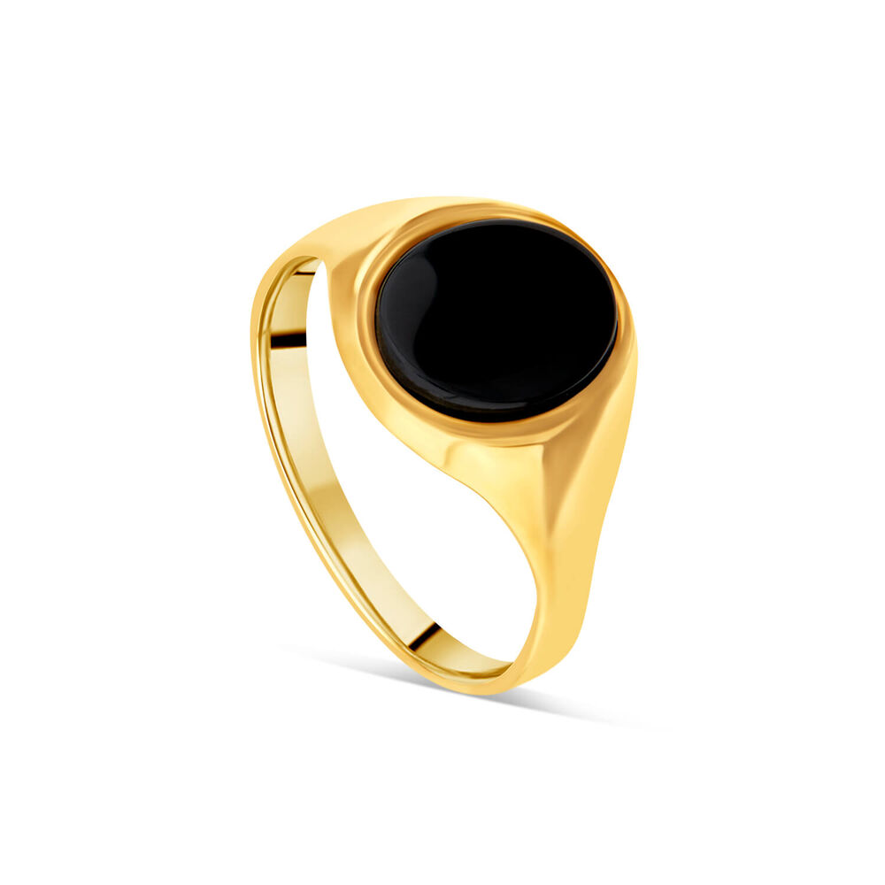 9ct Yellow Gold Men's Oval Onyx Signet Ring