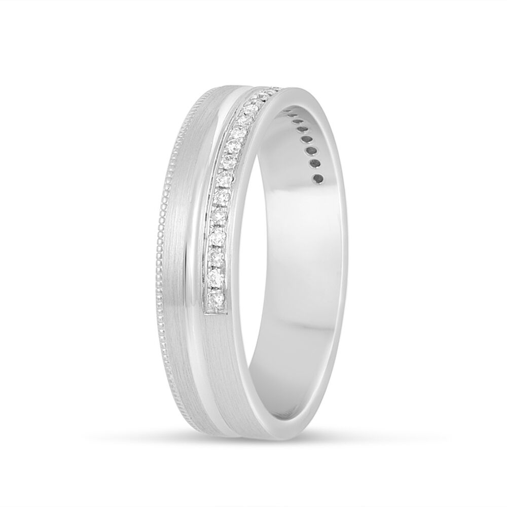 Men's 9ct White Gold Diamond-set 5mm Wedding Ring image number 3