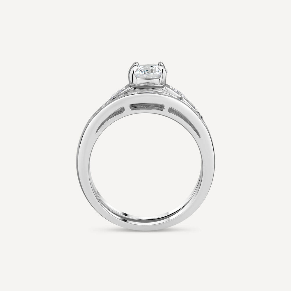 Sterling Silver Cubic Zirconia Promise Bridal Set Ring image number 2