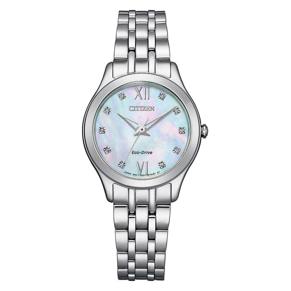 Citizen Eco Drive Silhouette Mother of Pearl Dial Steel Bracelet Watch