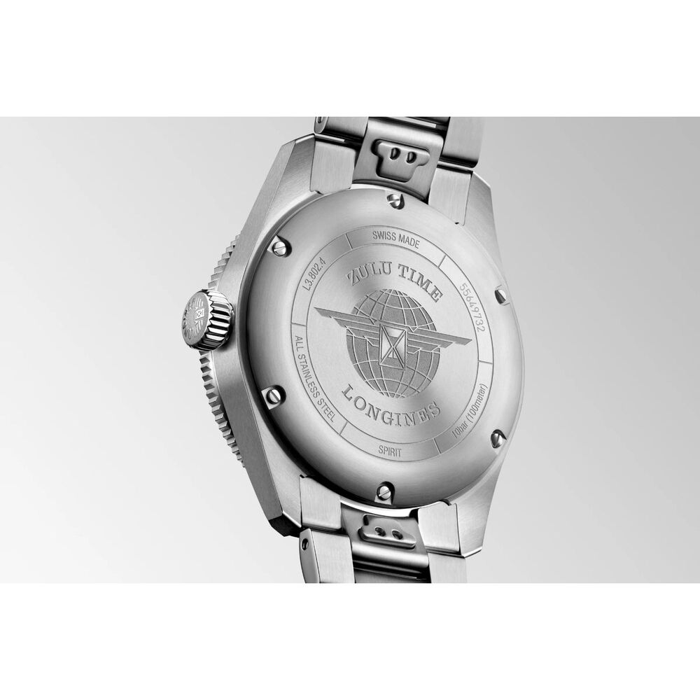 Longines Spirit Zulu 39mm Black Dial Ceramic Case Steel Bracelet Watch image number 2