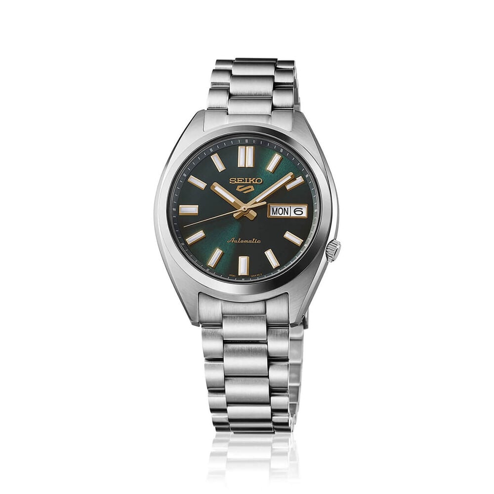 Seiko 5 Sports SNXS 37mm Green Dial Stainless Steel Bracelet Watch