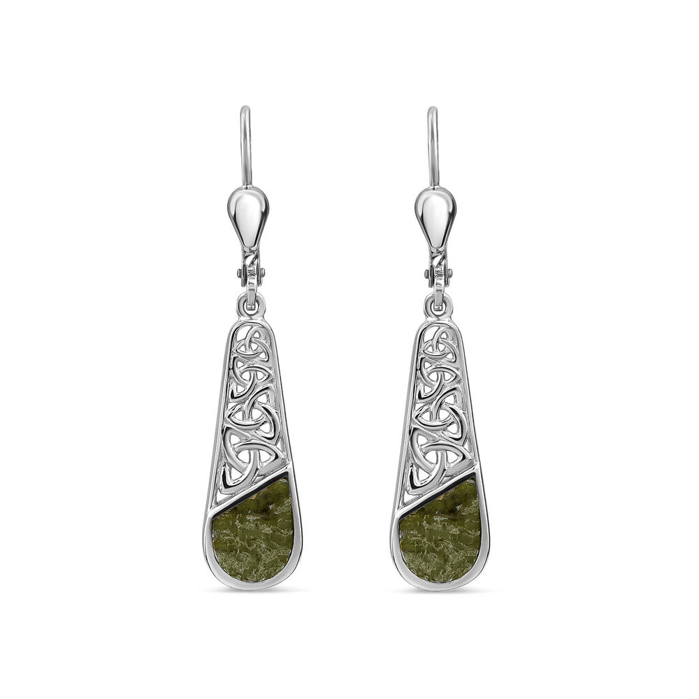 Sterling Silver Marble Trinity Knot Drop Earrings