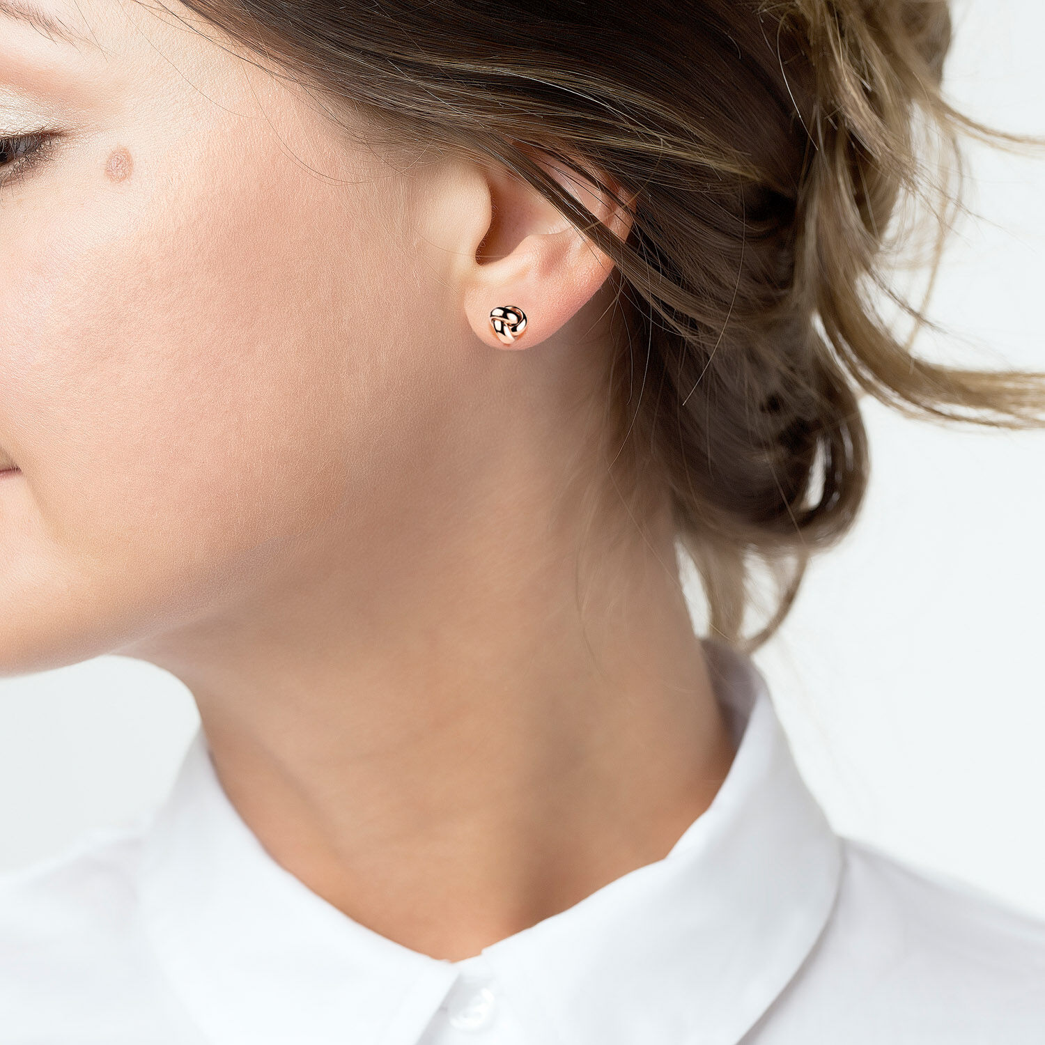 9ct Rose Gold Triple Knot Stud Earrings