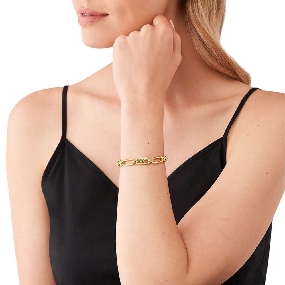 Michael Kors Statement 14ct Yellow Gold Plated Brass Chain Link Bracelet image number 2