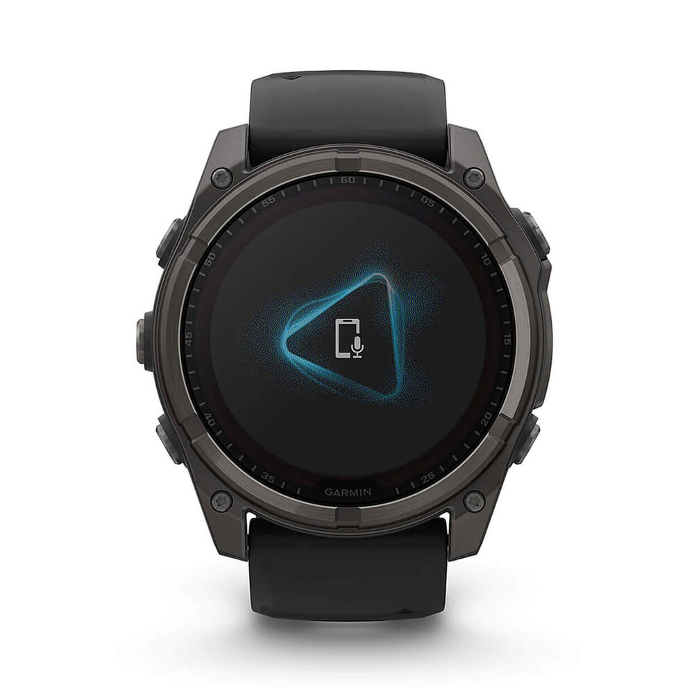Garmin fenix&reg; 8 Solar 51mm Carbon Grey DLC Titanium Case Black Pebble Gray Silicon Strap Watch