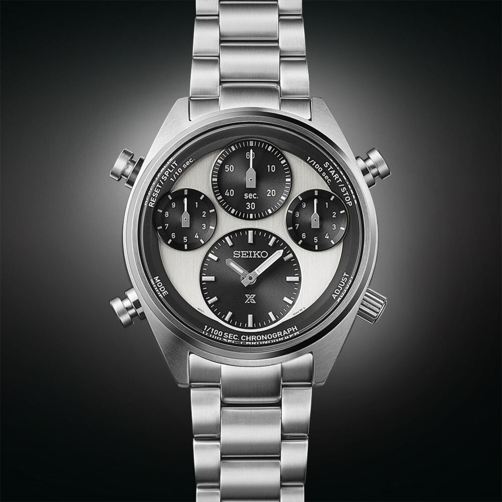Seiko Prospex Speedtimer 42mm Solar Chrono Black & Silver Dial Bracelet Watch image number 3