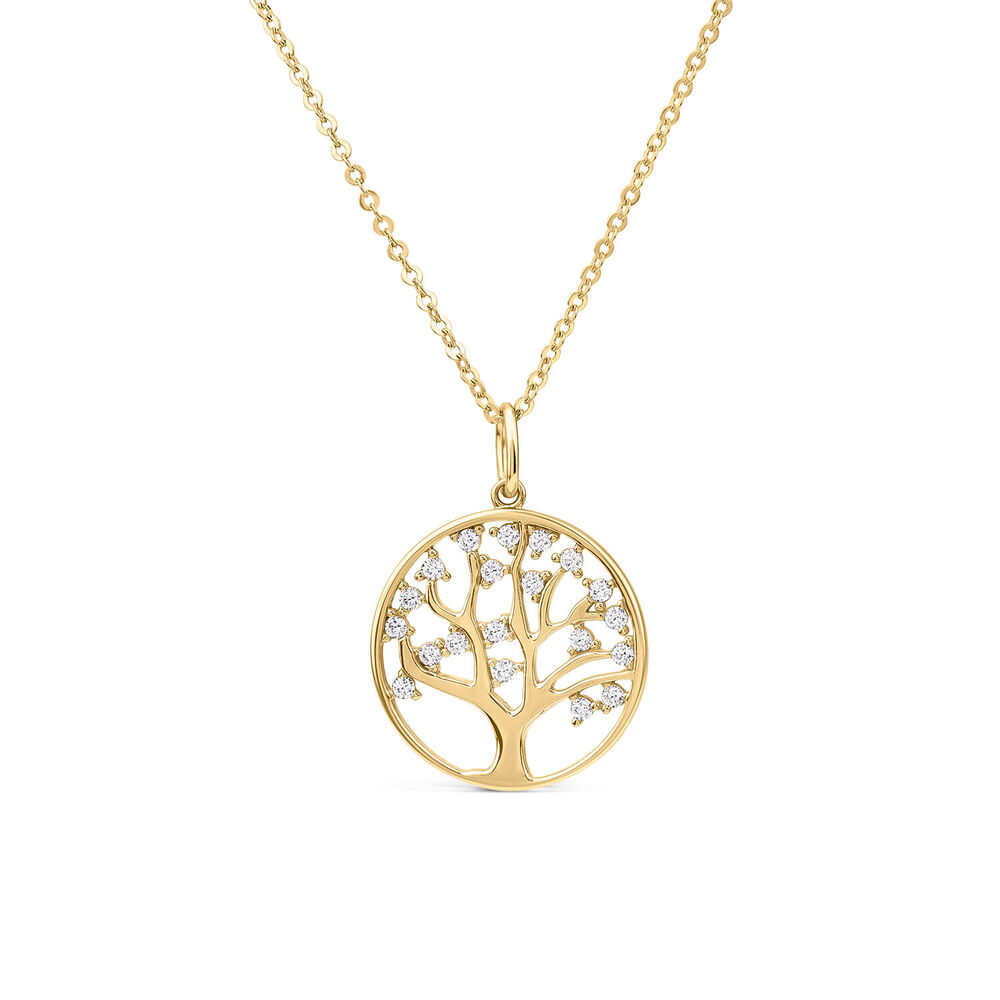 9ct Yellow Gold Cubic Zirconia Tree of Life Pendant image number 0