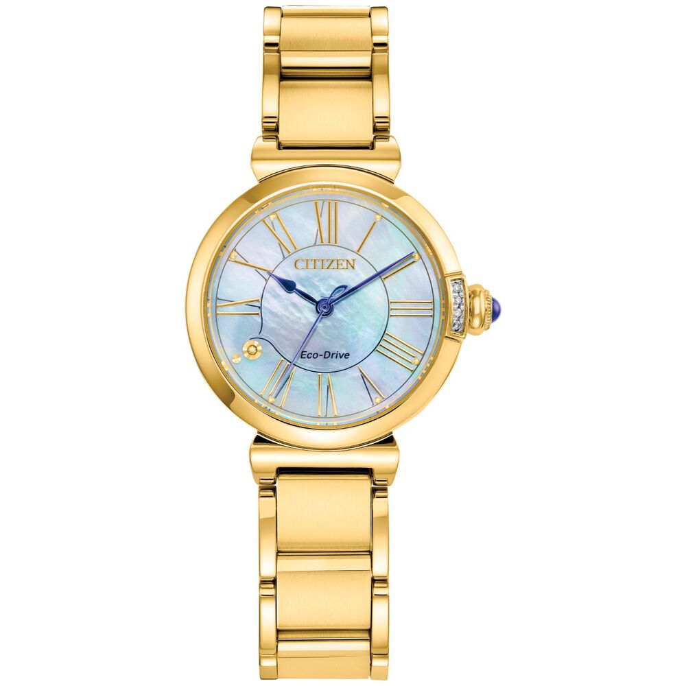 Citizen Mae 30mm Pearlised Blue Dial Yellow Gold PVD Case Watch