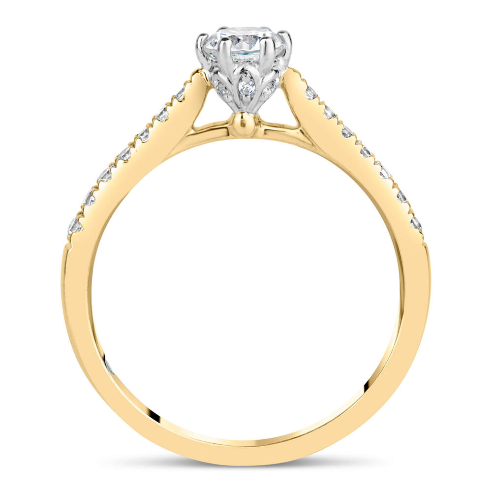 Kathy De Stafford 18ct Yellow Gold ''Simone'' 6 Stone Diamond Solitaire Diamond Shoulders  0.50ct Ring image number 2