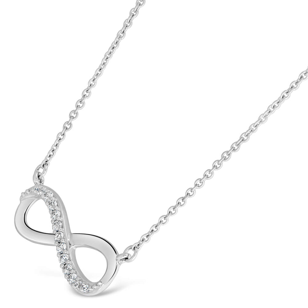 9ct White Gold Cubic Zirconia Infinity Necklace