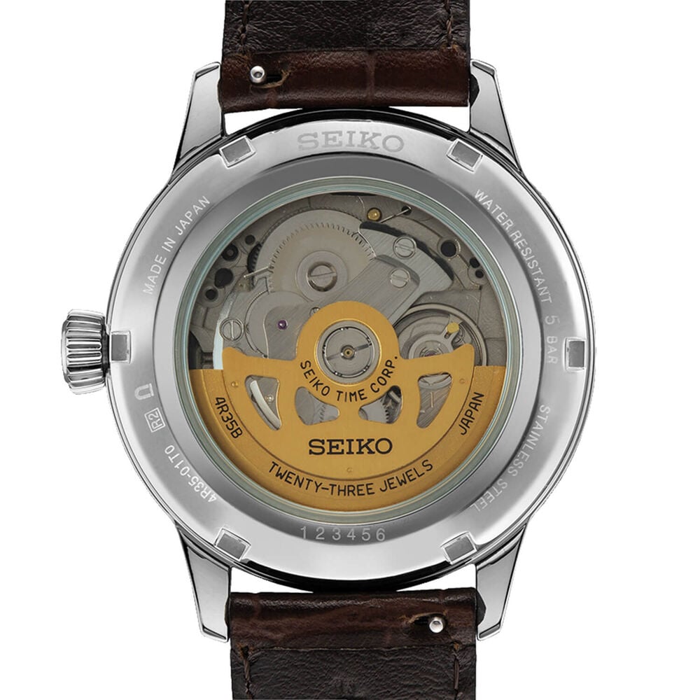 Seiko Presage Cocktail Time Crushed Ice &lsquo;Mint Mist&rsquo; 38.5mm Green Dial Leather Strap Watch