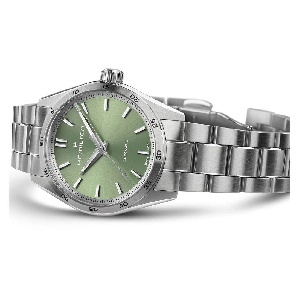 Hamilton Jazzmaster Performer Auto 34mm Green Dial Steel Bracelet Watch image number 3