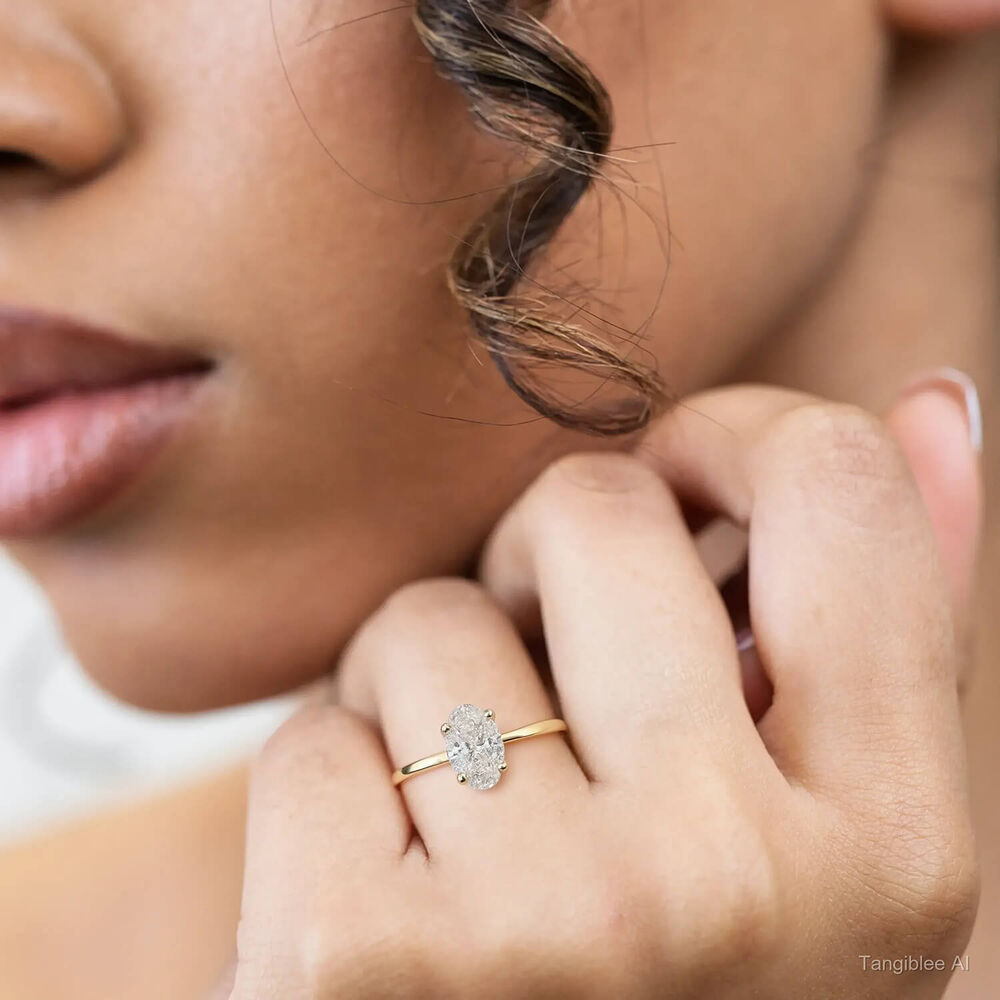 Born 18ct Yellow Gold 1ct Lab Grown Solitaire Oval Diamond Ring