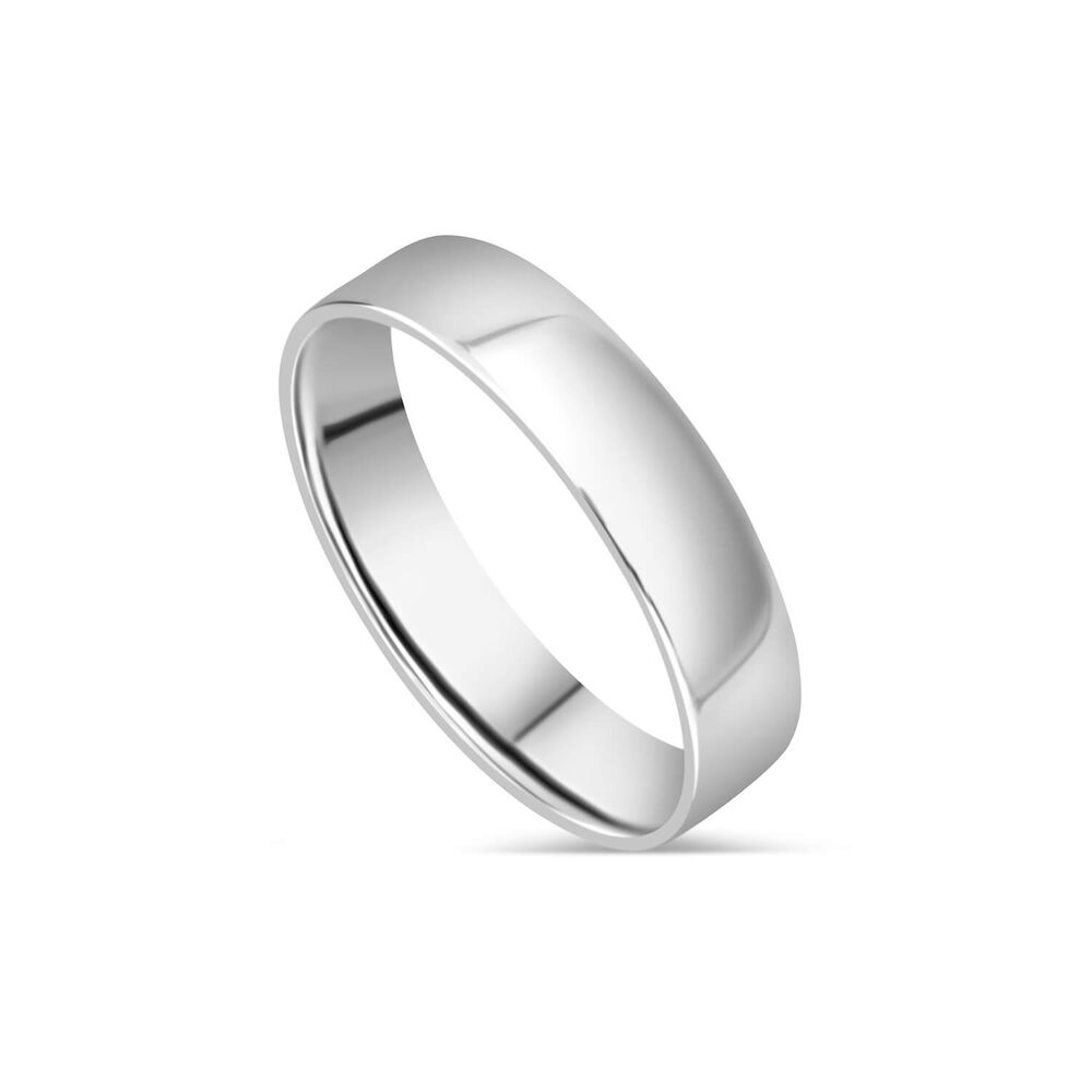 9ct White Gold 4mm Flat Court Wedding Ring