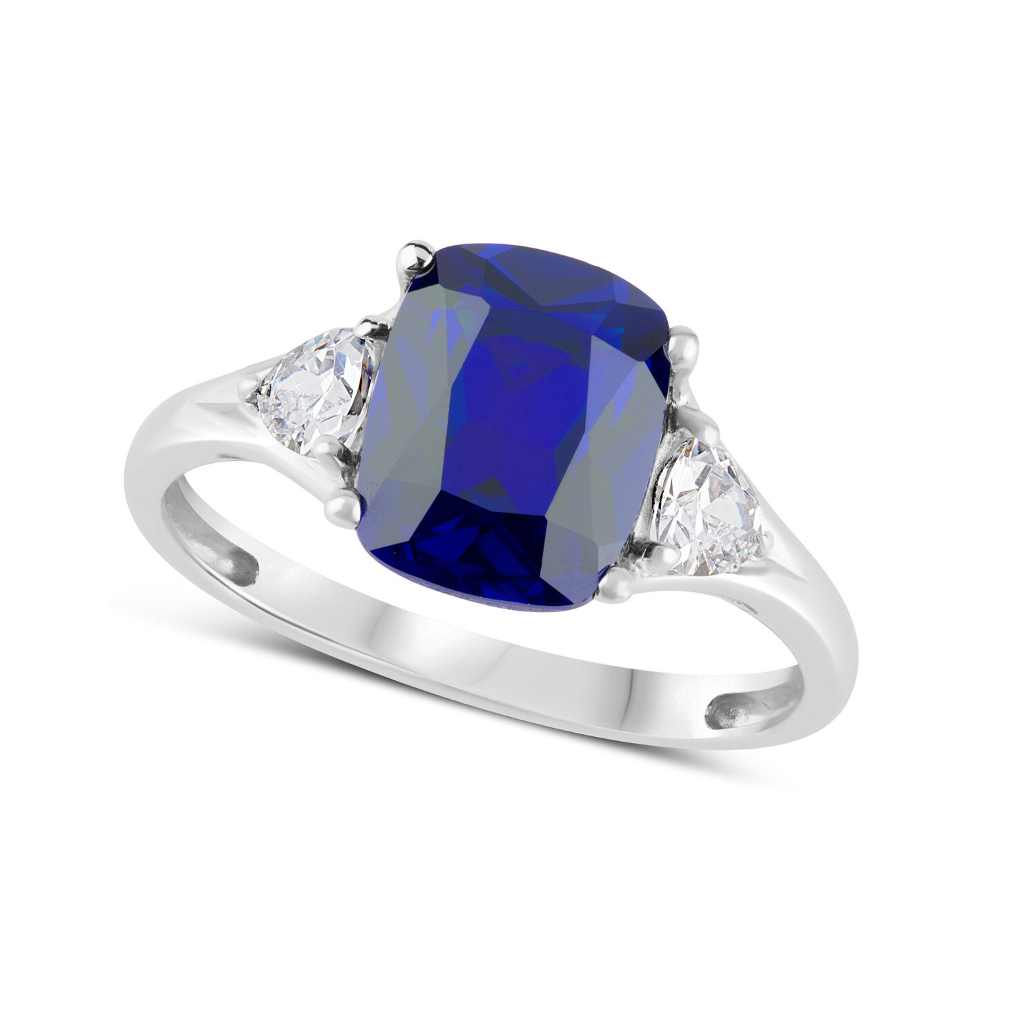 9ct White Gold Sapphire Cubic Zirconia Ring