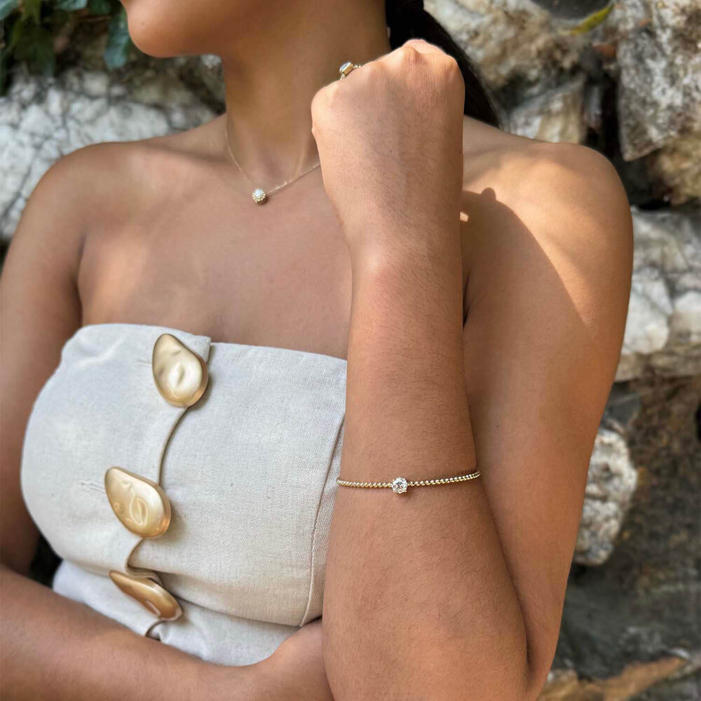 Born Granules 9ct Yellow Gold Lab Grown 0.50ct Round Diamond Pendant image number 3