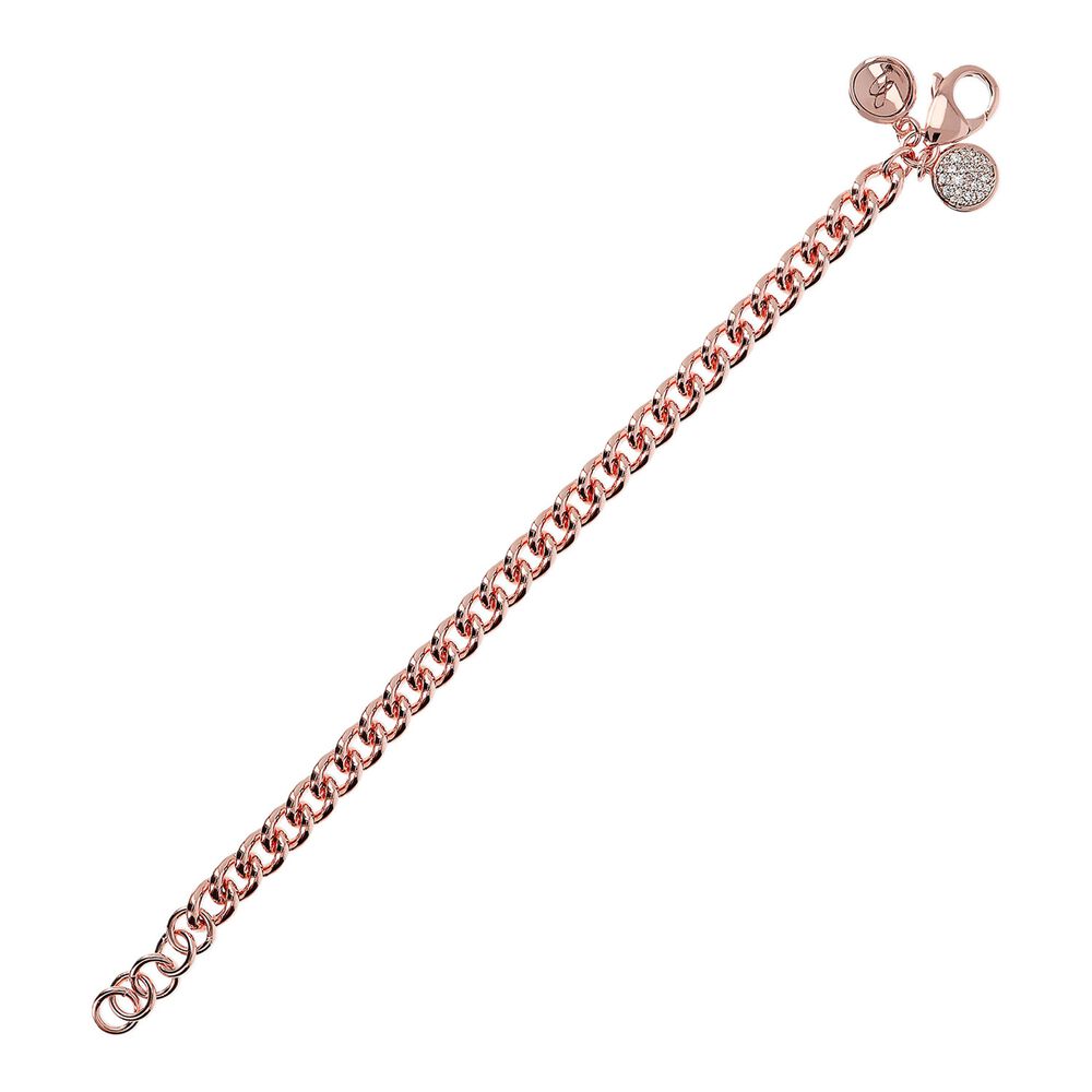 Bronzallure 18ct Rose Gold-Plated Rolo Charm Bracelet