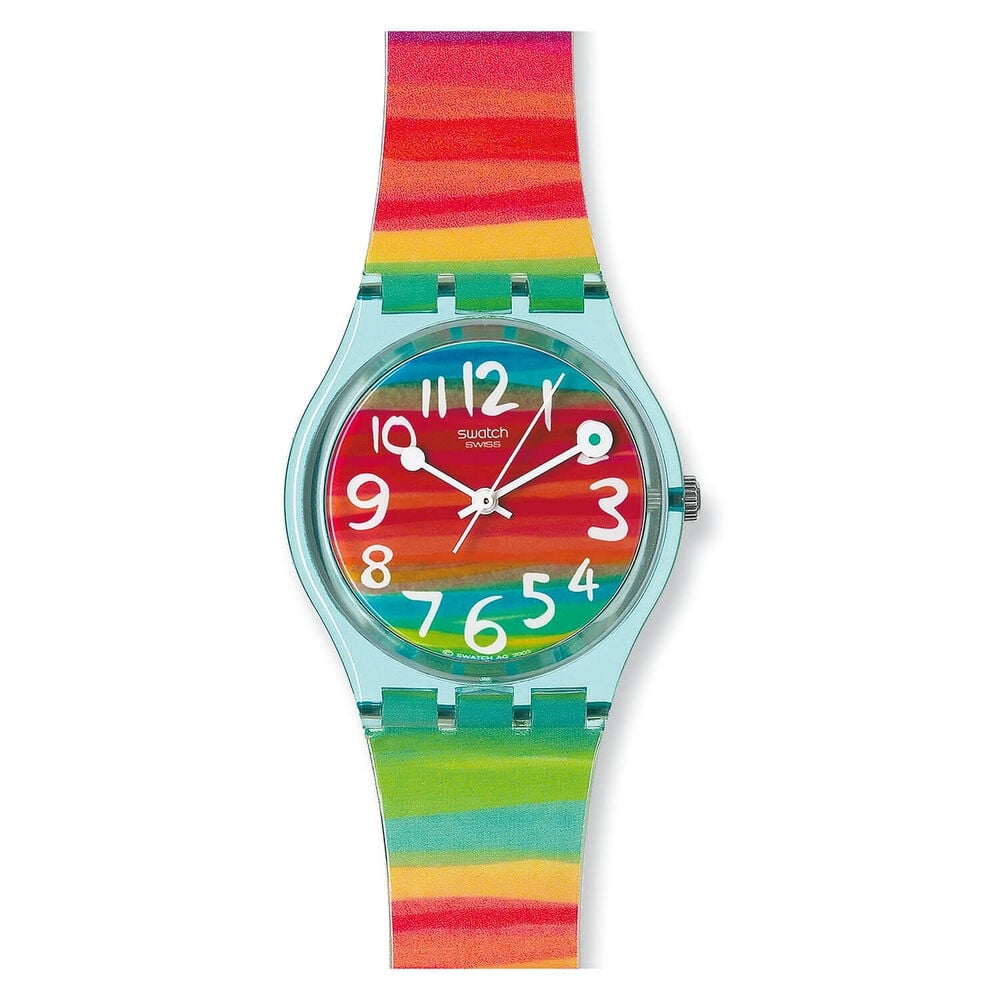 Swatch Colour the Sky 34mm Multi Colour Dial Rubber Strap Watch image number 0