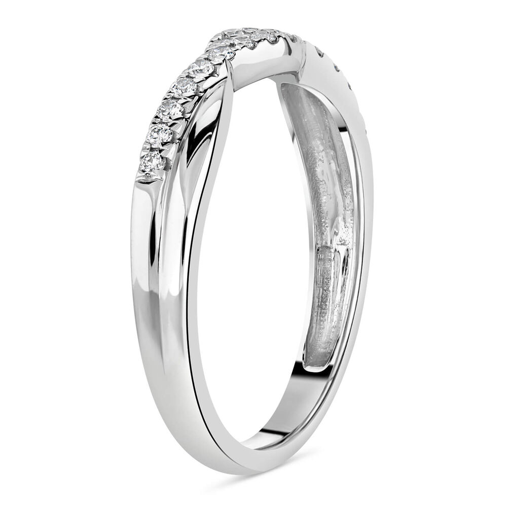 9ct White Gold Diamond 2 Row Pave Twist 0.15ct Ring image number 3