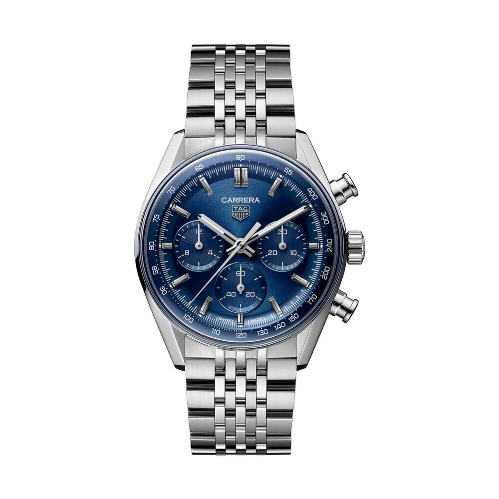 TAG Heuer Carerra Chronograph 41mm Blue Dial Steel Bracelet Watch