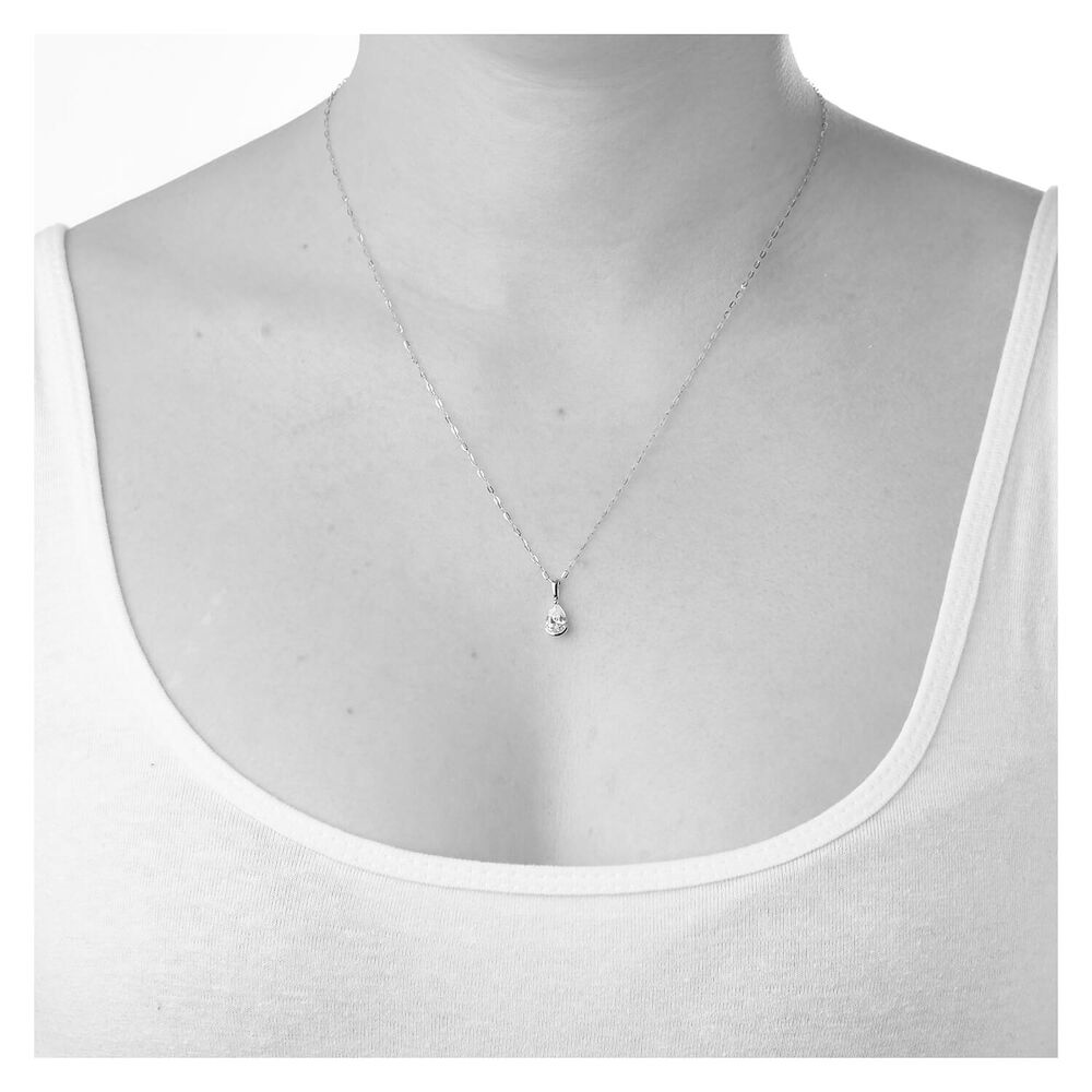 9ct White Gold Cubic Zirconia Pendant (Chain Included) image number 2