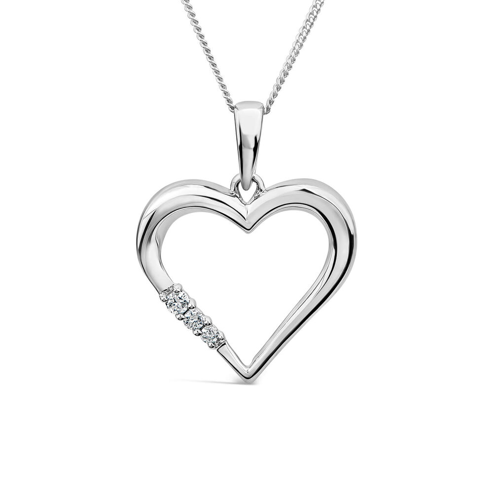 9ct White Gold and Diamond Heart Pendant