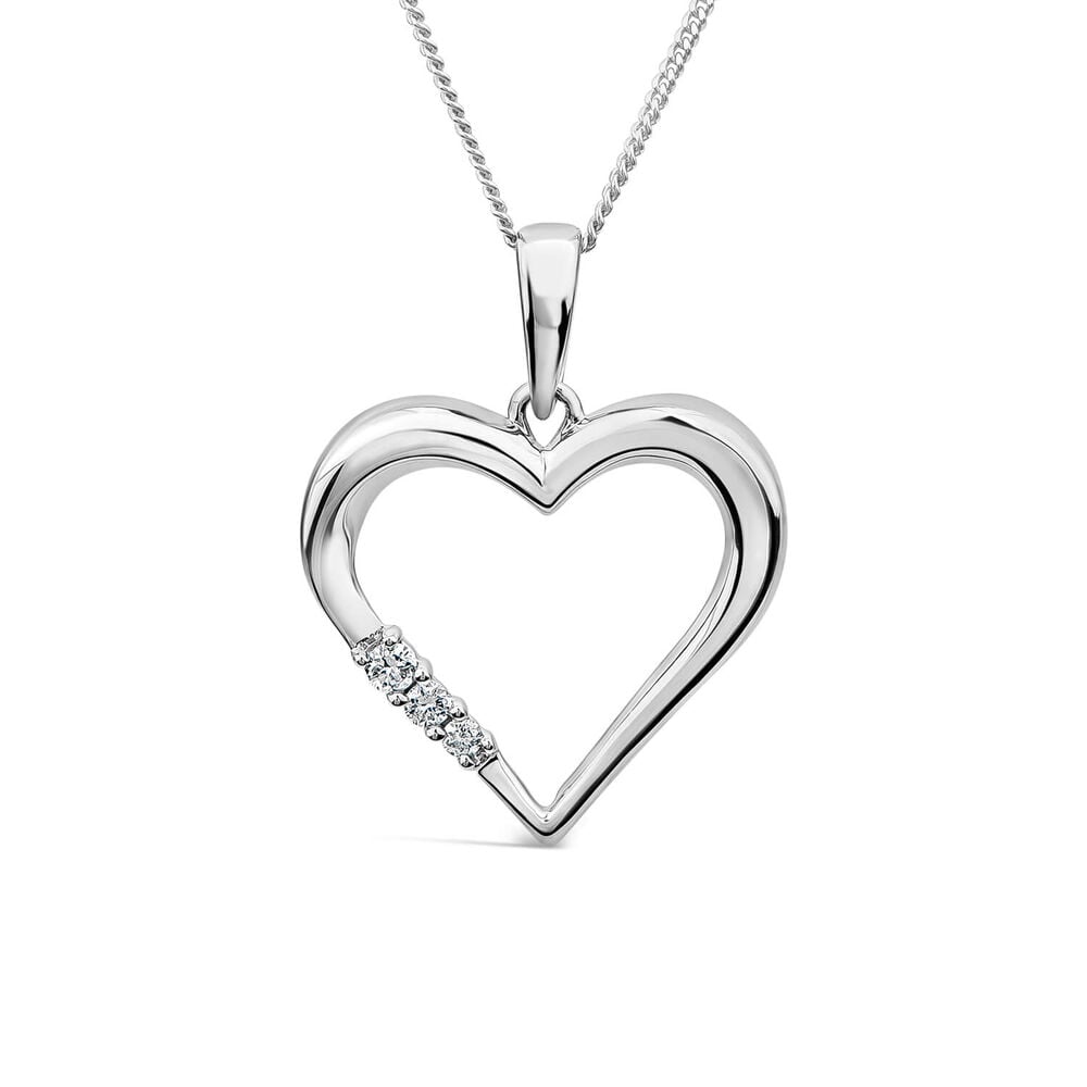 9ct White Gold and Diamond Heart Pendant image number 0