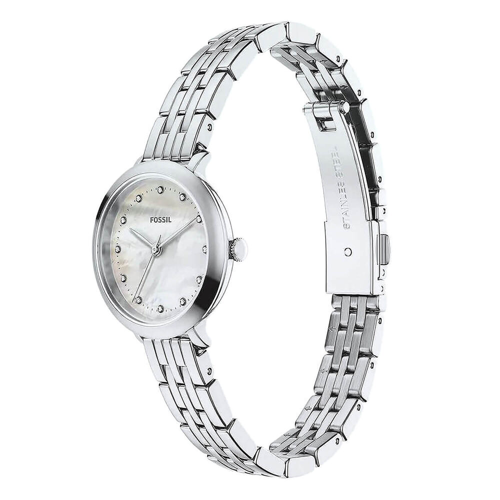 Fossil Heidi 26mm Mother of Pearl Dial Silver Tone Stainless Steel Bracelet Watch