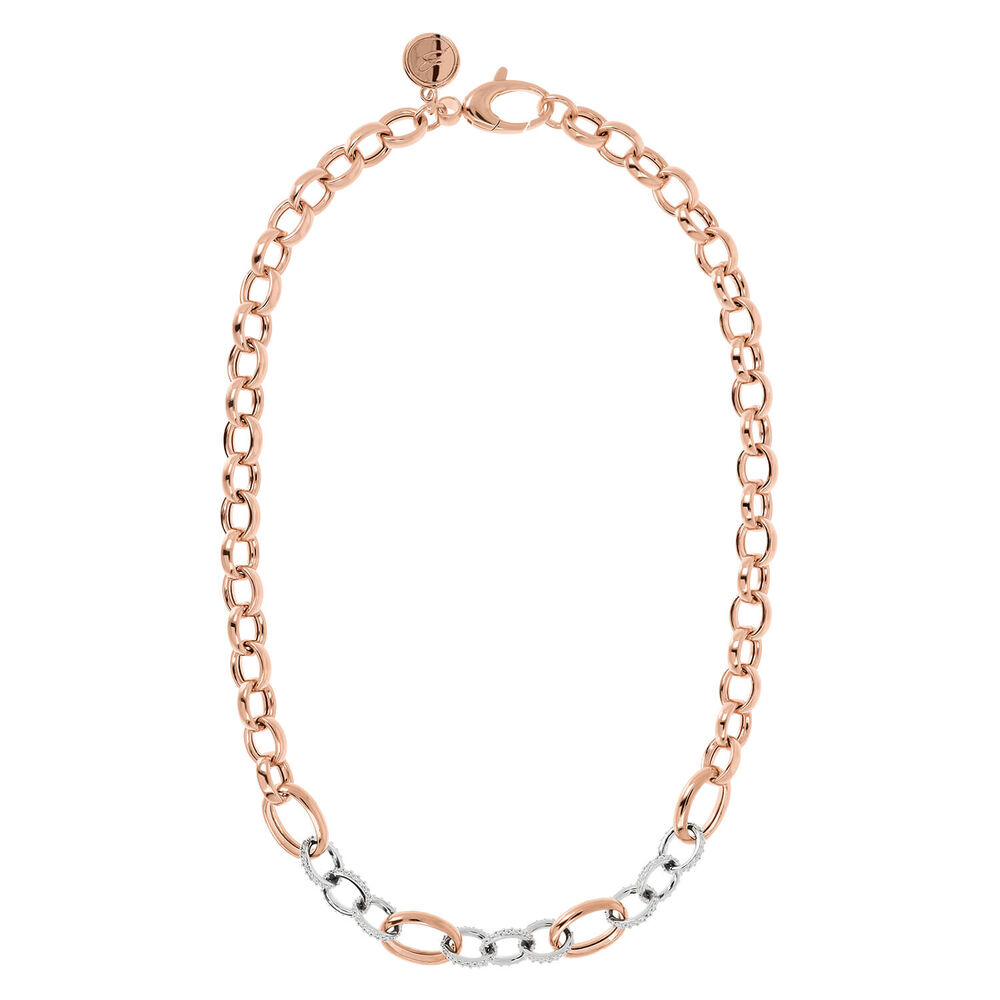 Bronzallure Cubic Zirconia Interlocking Chain Necklace
