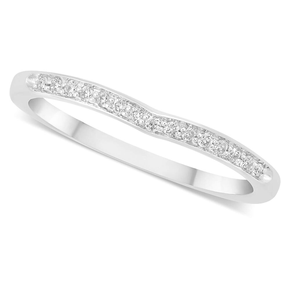 Ladies' 18ct White Gold Diamond-set Shaped Wedding Ring image number 0