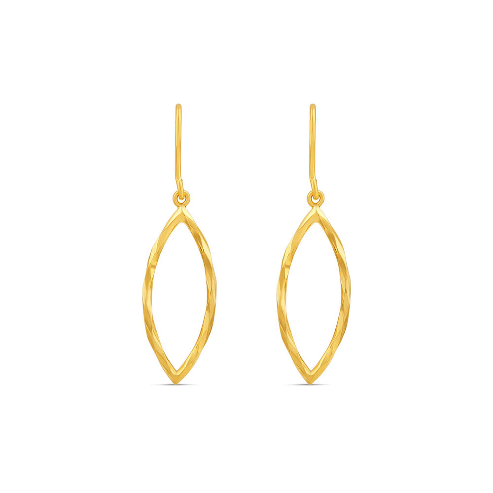 9ct Yellow Gold Mirror Diamond Cut Shape Hook Drop Earrings image number 0