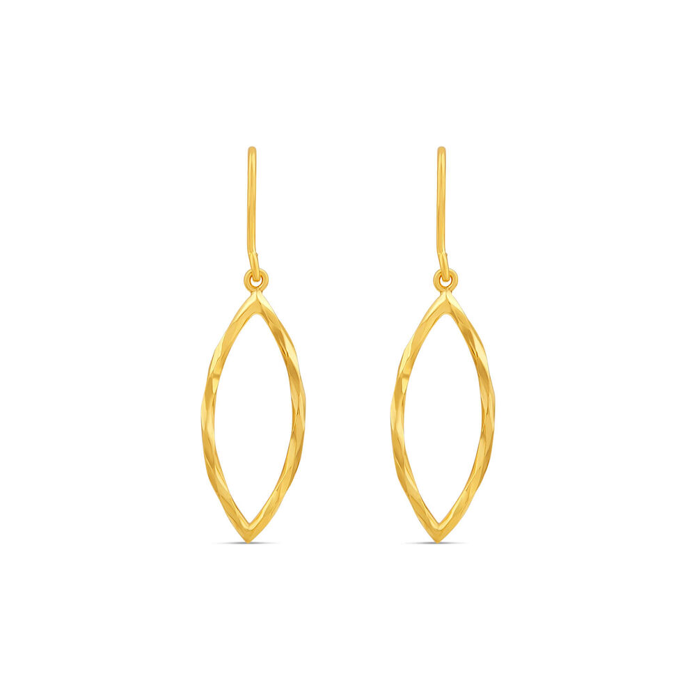 9ct Yellow Gold Mirror Diamond Cut Shape Hook Drop Earrings image number 0
