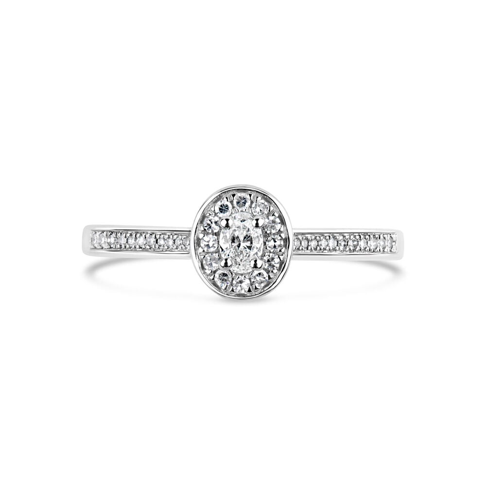 9ct White Gold 0.20ct Diamond Oval Cluster Ring