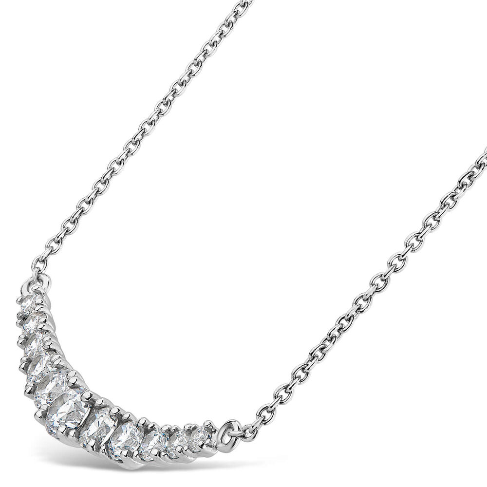 Sterling Silver Graduated Cubic Zirconia Hammock Necklet image number 1