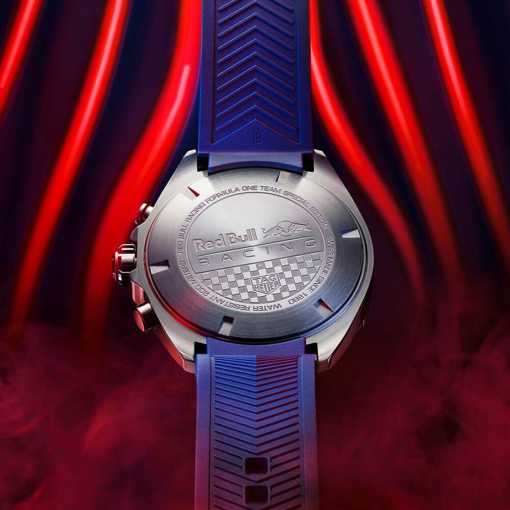 TAG Heuer Formula 1 Chronograph x Red Bull Racing 43mm Blue Dial Rubber Strap Watch image number 8