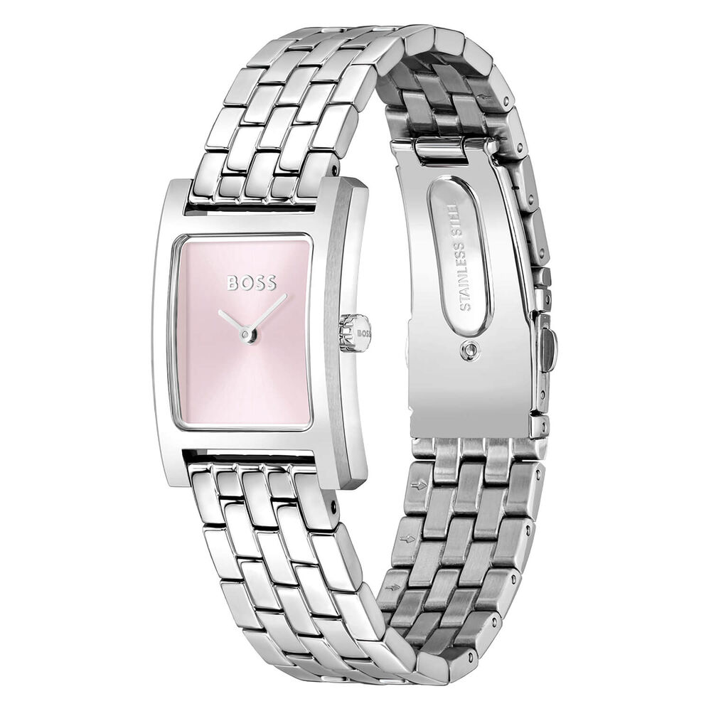 BOSS Lucy 22mmx24mm Pink Dial Steel Bracelet Watch