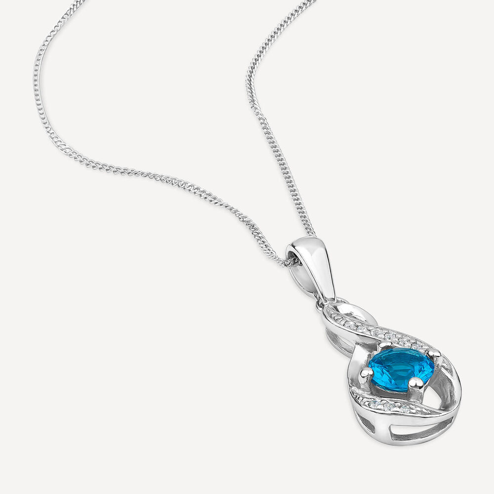 Sterling Silver and Cubic Zirconia December Birthstone Pendant (Chain Included) image number 2