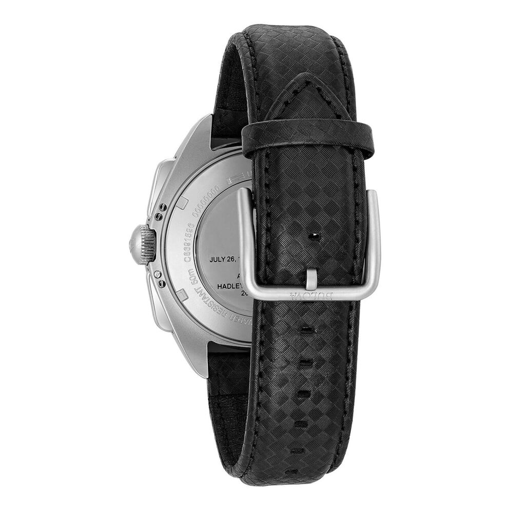 Bulova Moonwatch Black Dial Chronograph Steel Case Black Strap Watch image number 3