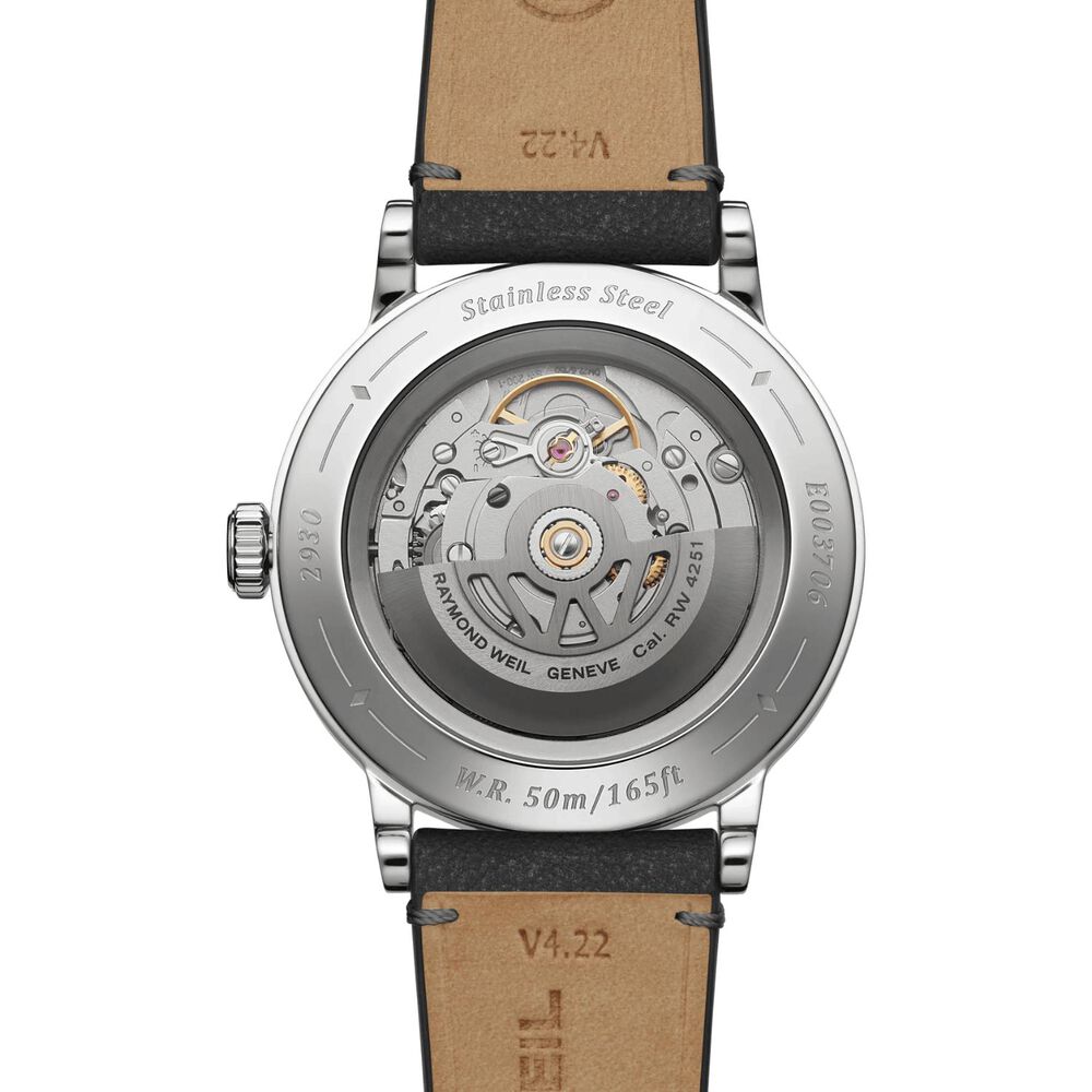 Raymond Weil Millesime 39mm Tuxedo Dial Leather Strap Watch