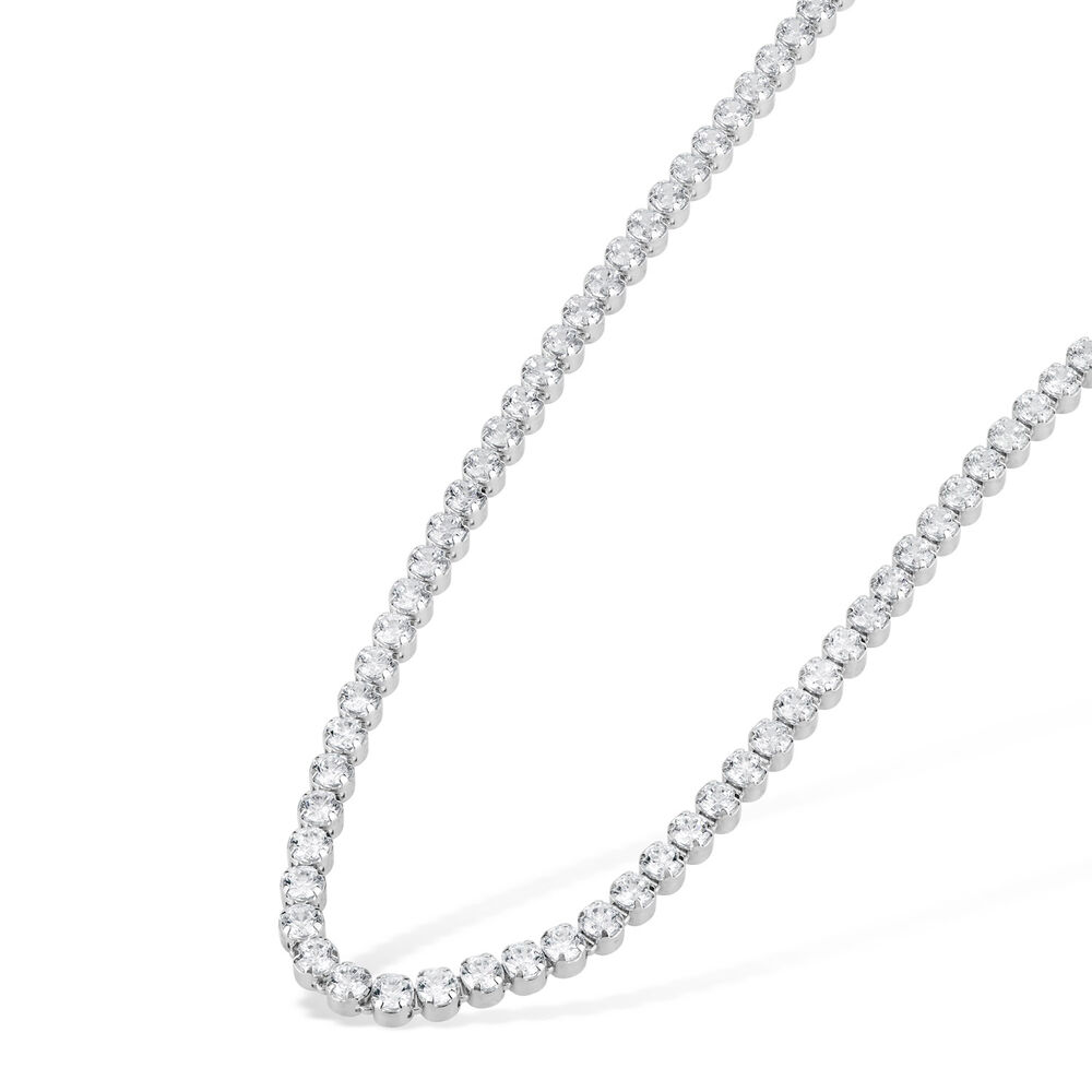 Sterling Silver Single Row Crystal Necklet image number 1