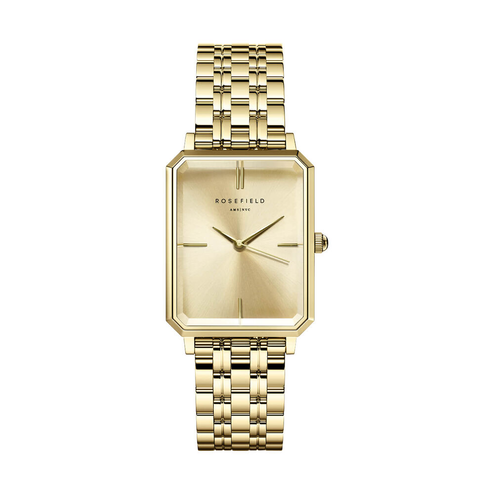 Rosefield Octagon Champagne 23x29mm Dial 23k Gold Plated Steel Bracelet Watch image number 0