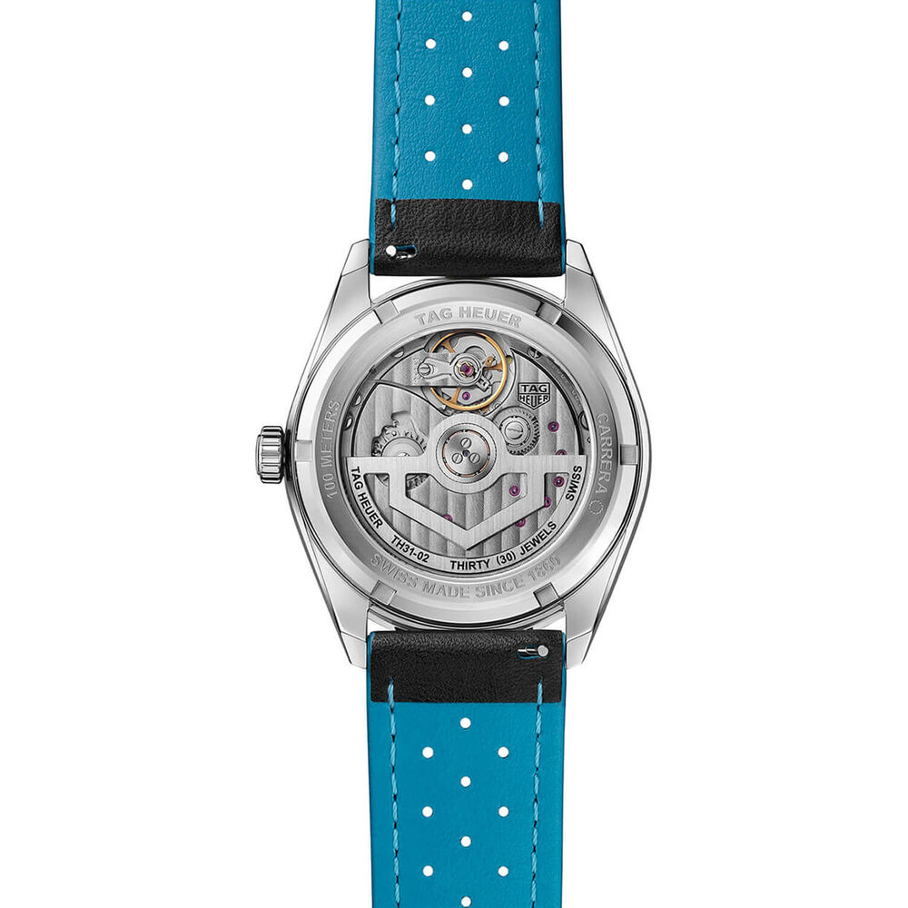 TAG Heuer Carrera Day-Date 41mm Black Dial Leather Strap Watch image number 4