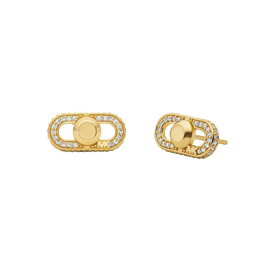 Michael Kors Astor 14ct Yellow Gold Plated Cubic Zirconia Link Stud Earrings