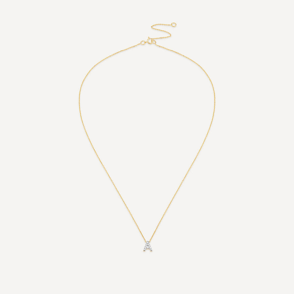 9ct Yellow Gold Petite 0.04ct Diamond Initial "A" Necklet image number 2