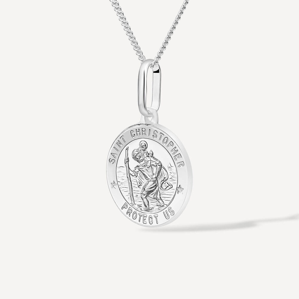 Sterling Silver St Christopher Medal (Chain Included) image number 1