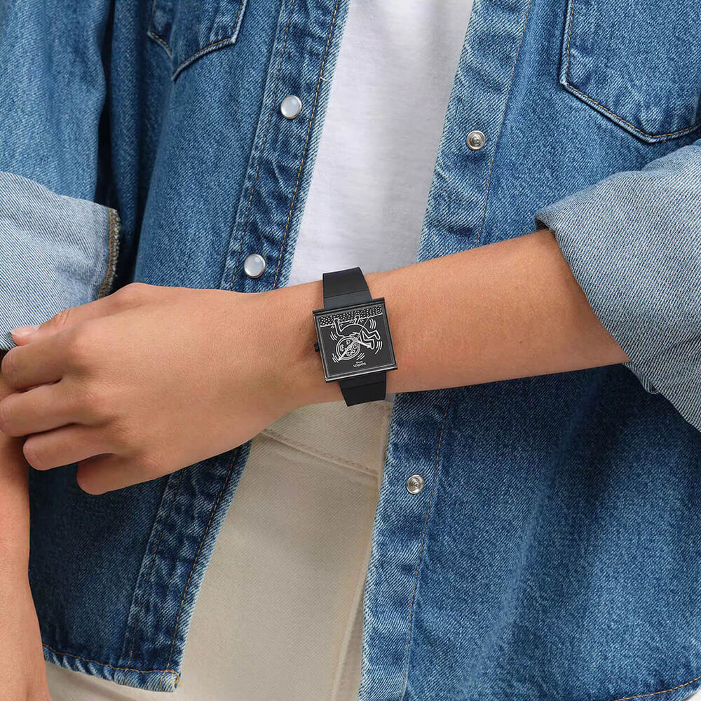 Swatch Break Time 41.8mm Square Black Dial Black Silicone Strap Watch image number 6