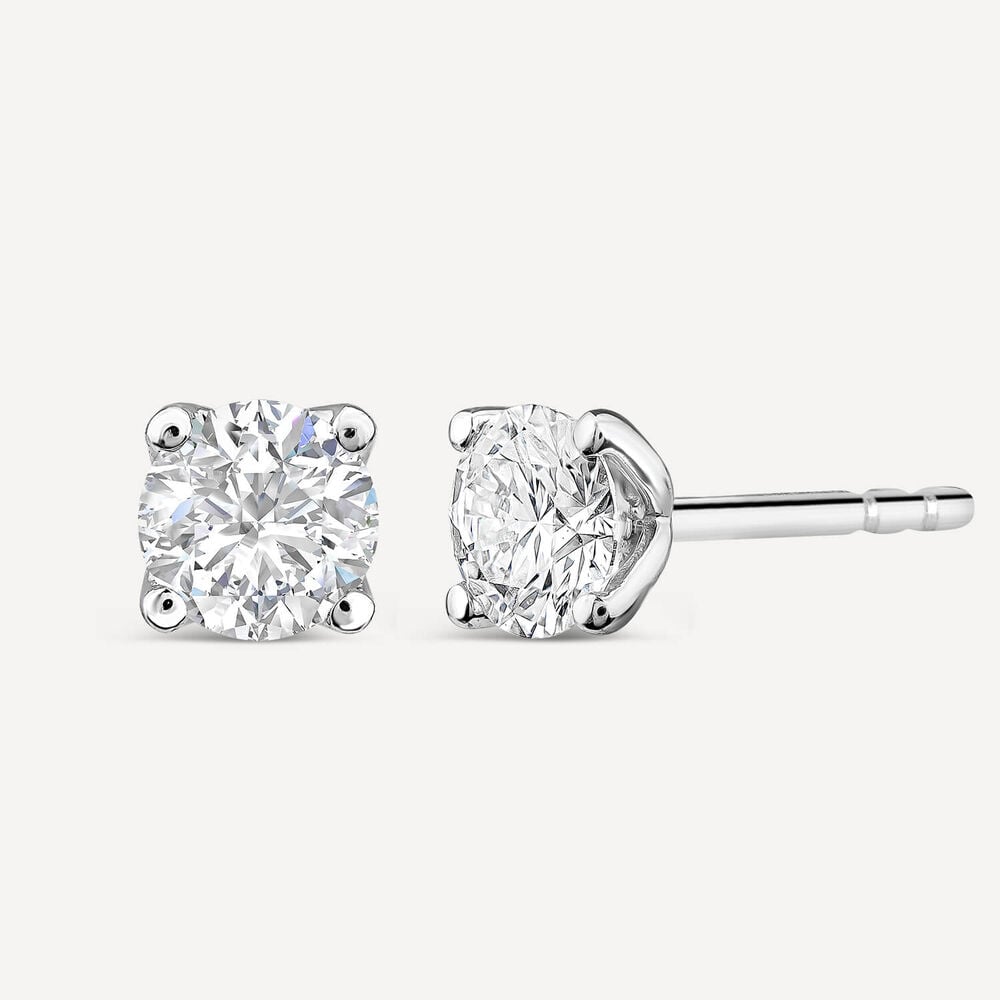 Born 9ct White Gold Lab Grown 1ct Diamond Brilliant Stud Earrings image number 1